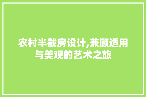 农村半截房设计,兼顾适用与美观的艺术之旅