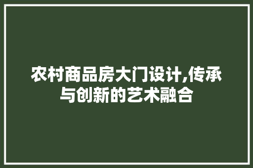 农村商品房大门设计,传承与创新的艺术融合