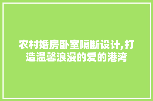 农村婚房卧室隔断设计,打造温馨浪漫的爱的港湾