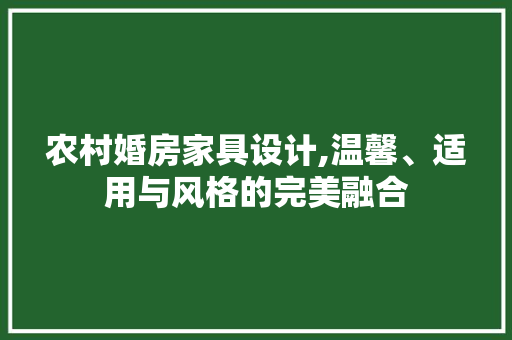 农村婚房家具设计,温馨、适用与风格的完美融合