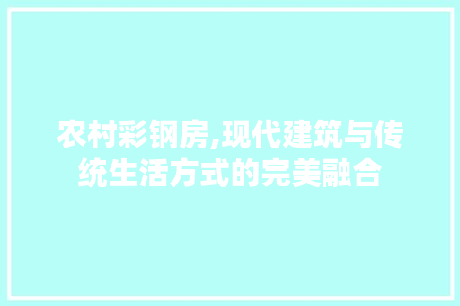 农村彩钢房,现代建筑与传统生活方式的完美融合