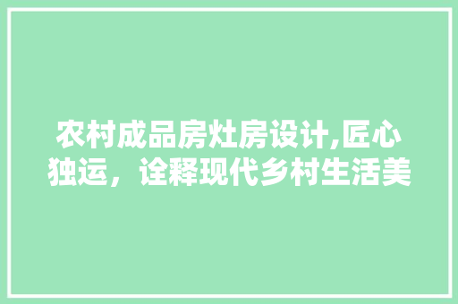农村成品房灶房设计,匠心独运，诠释现代乡村生活美学