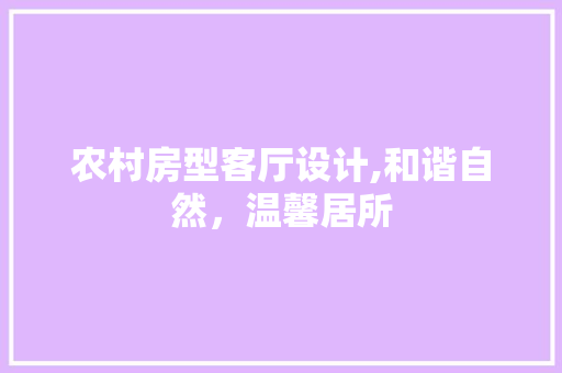 农村房型客厅设计,和谐自然，温馨居所