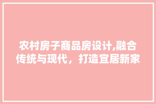 农村房子商品房设计,融合传统与现代，打造宜居新家园