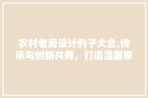农村老房设计例子大全,传承与创新共舞，打造温馨家园