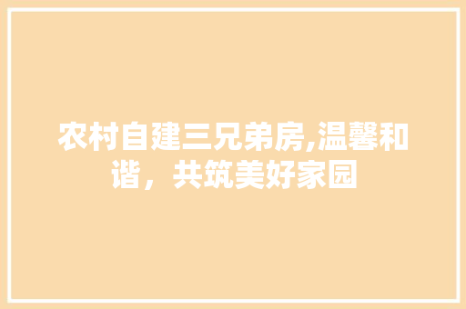 农村自建三兄弟房,温馨和谐，共筑美好家园