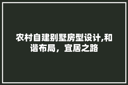 农村自建别墅房型设计,和谐布局，宜居之路