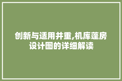 创新与适用并重,机库蓬房设计图的详细解读