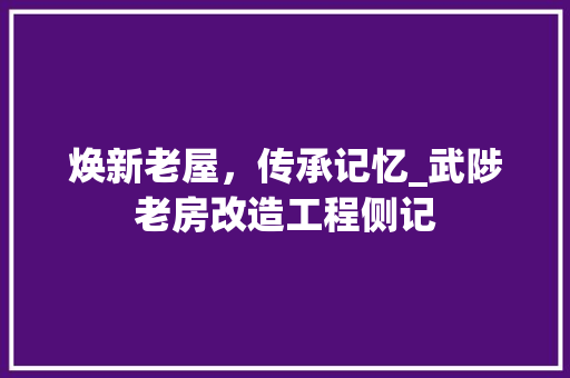 焕新老屋，传承记忆_武陟老房改造工程侧记