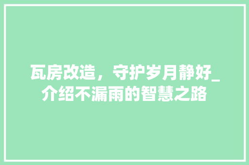 瓦房改造，守护岁月静好_介绍不漏雨的智慧之路