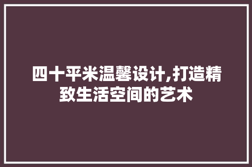 四十平米温馨设计,打造精致生活空间的艺术