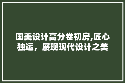 国美设计高分卷初房,匠心独运，展现现代设计之美