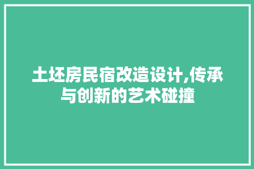 土坯房民宿改造设计,传承与创新的艺术碰撞