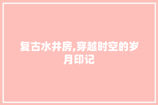复古水井房,穿越时空的岁月印记