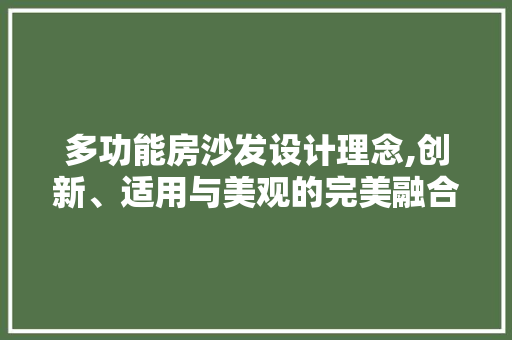多功能房沙发设计理念,创新、适用与美观的完美融合