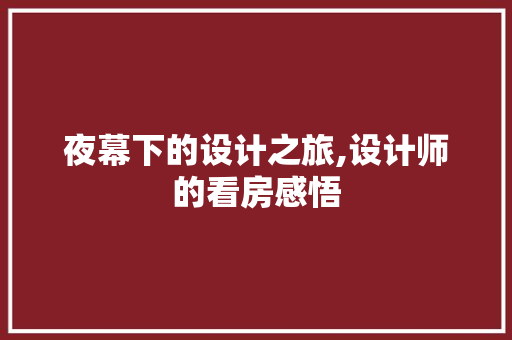 夜幕下的设计之旅,设计师的看房感悟