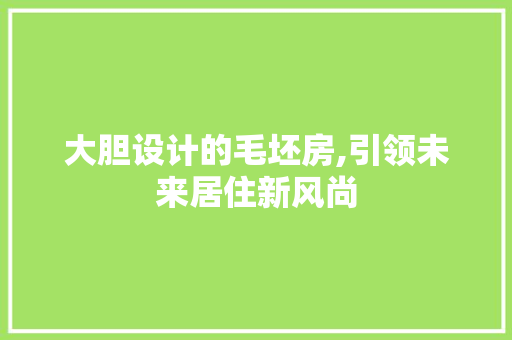大胆设计的毛坯房,引领未来居住新风尚