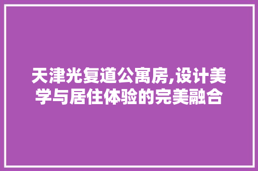 天津光复道公寓房,设计美学与居住体验的完美融合