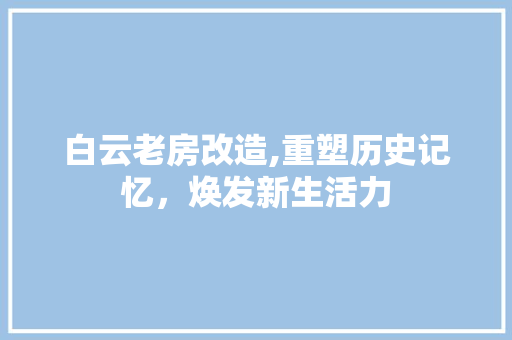 白云老房改造,重塑历史记忆，焕发新生活力