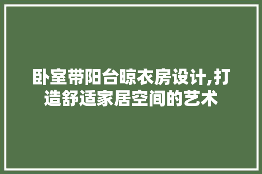 卧室带阳台晾衣房设计,打造舒适家居空间的艺术