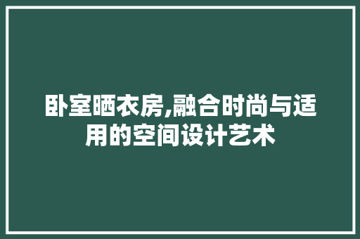 卧室晒衣房,融合时尚与适用的空间设计艺术