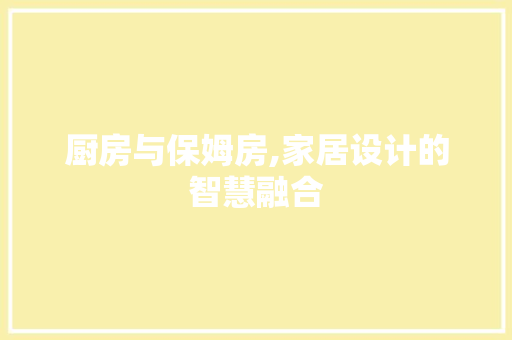 厨房与保姆房,家居设计的智慧融合