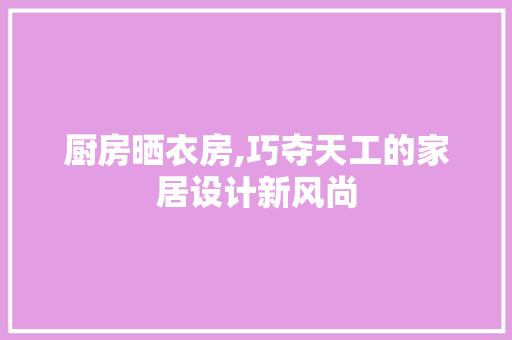 厨房晒衣房,巧夺天工的家居设计新风尚