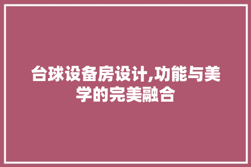 台球设备房设计,功能与美学的完美融合