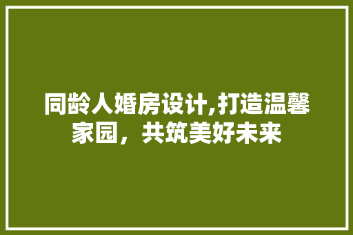 同龄人婚房设计,打造温馨家园，共筑美好未来