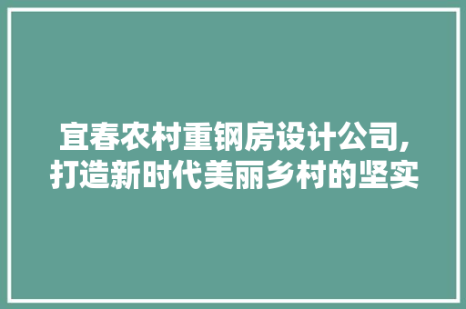 宜春农村重钢房设计公司,打造新时代美丽乡村的坚实基石