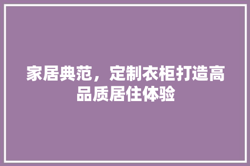 家居典范，定制衣柜打造高品质居住体验