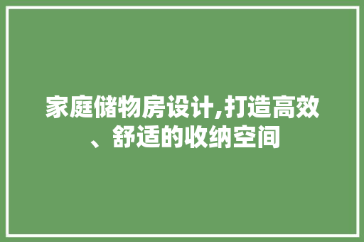 家庭储物房设计,打造高效、舒适的收纳空间