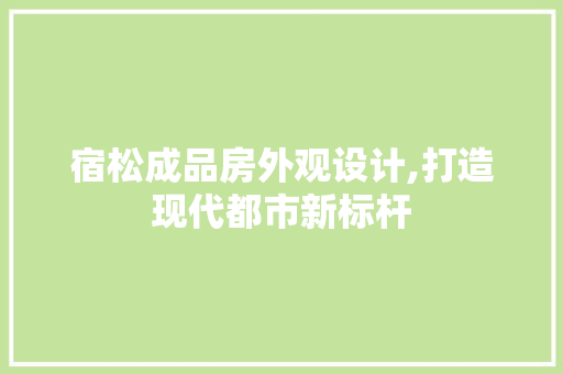 宿松成品房外观设计,打造现代都市新标杆