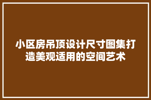 小区房吊顶设计尺寸图集打造美观适用的空间艺术