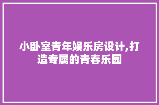 小卧室青年娱乐房设计,打造专属的青春乐园