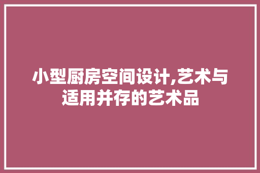 小型厨房空间设计,艺术与适用并存的艺术品