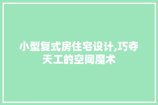 小型复式房住宅设计,巧夺天工的空间魔术