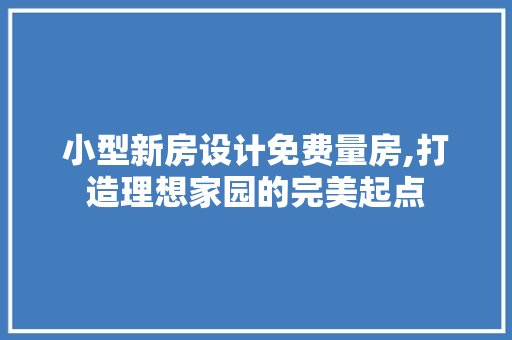 小型新房设计免费量房,打造理想家园的完美起点