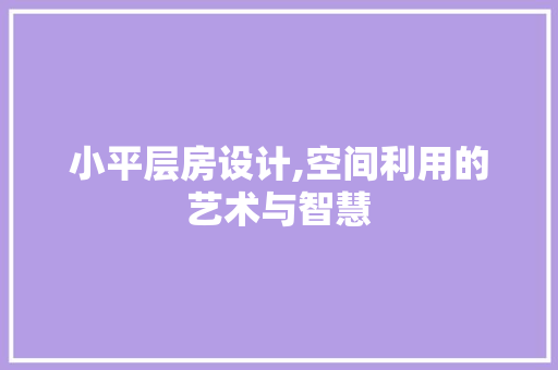 小平层房设计,空间利用的艺术与智慧