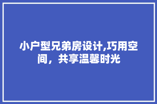 小户型兄弟房设计,巧用空间，共享温馨时光