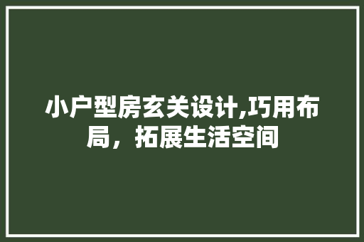 小户型房玄关设计,巧用布局，拓展生活空间