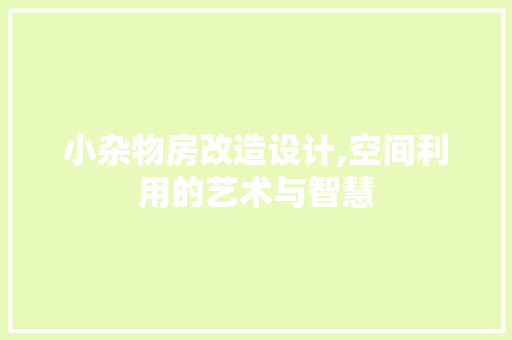 小杂物房改造设计,空间利用的艺术与智慧