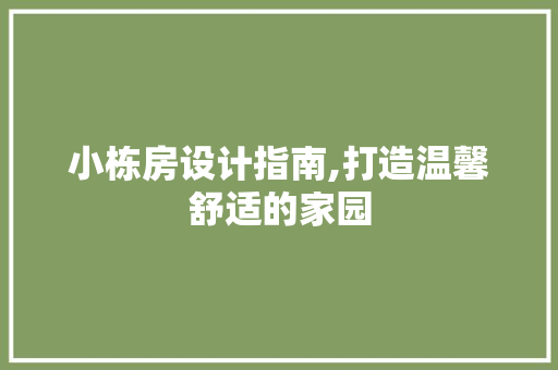 小栋房设计指南,打造温馨舒适的家园