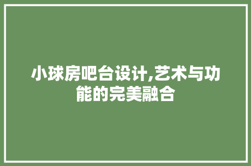 小球房吧台设计,艺术与功能的完美融合