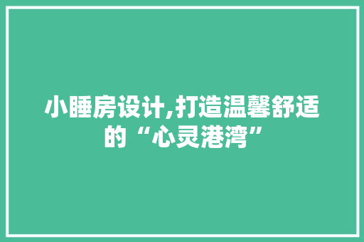 小睡房设计,打造温馨舒适的“心灵港湾”
