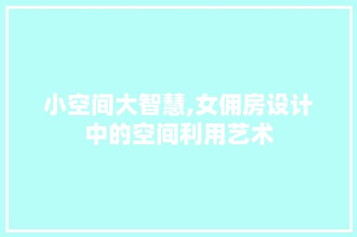 小空间大智慧,女佣房设计中的空间利用艺术