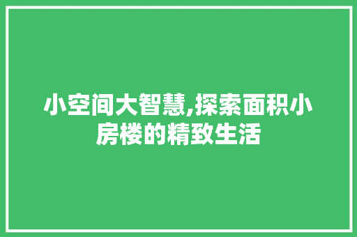 小空间大智慧,探索面积小房楼的精致生活