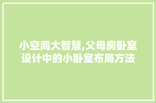 小空间大智慧,父母房卧室设计中的小卧室布局方法