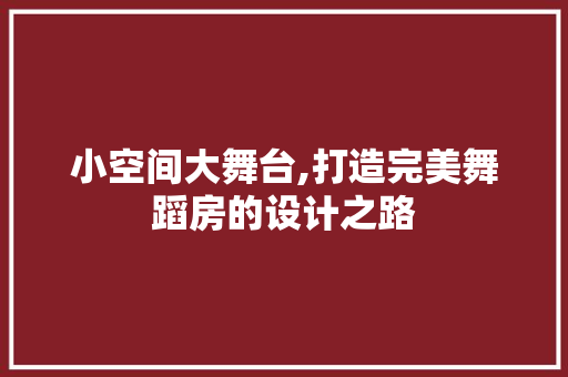 小空间大舞台,打造完美舞蹈房的设计之路