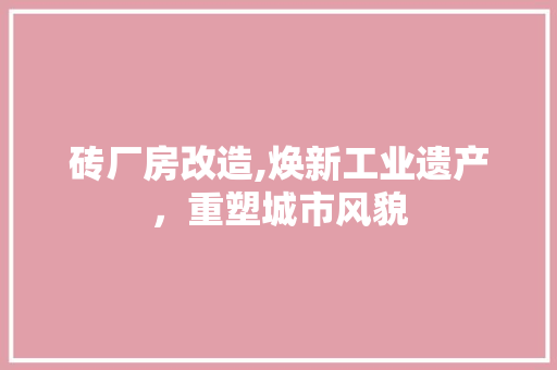 砖厂房改造,焕新工业遗产，重塑城市风貌